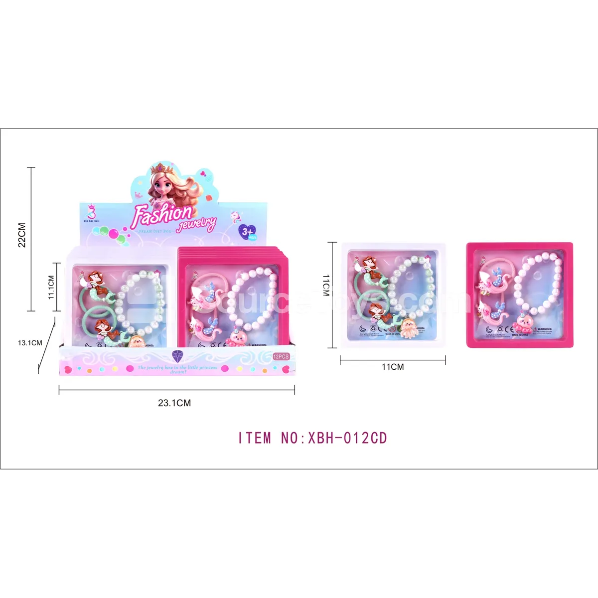 Girls’ Fashion Jewelry Pretend-Play Bracelet Set, 12 pcs/box Girls’ Fashion Jewelry Pretend-Play Bracelet Set, 12 pcs/box