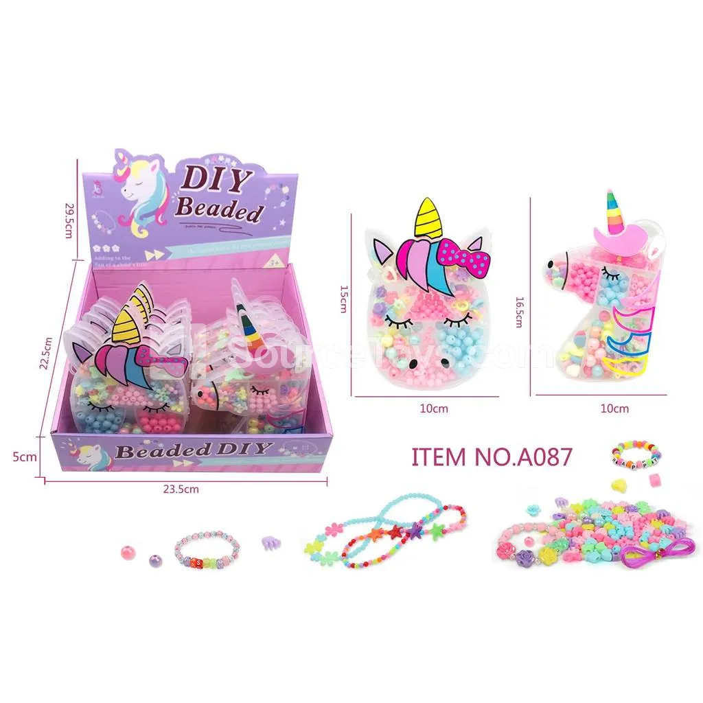Girls’ Jewelry Unicorn DIY Beading Kit Rainbow Beads Kids Craft Toy
