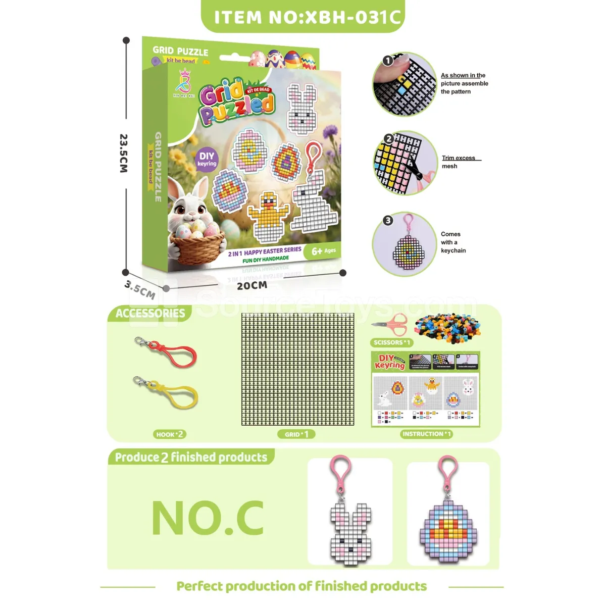 Grid DIY Fuse Bead Keychain Charm