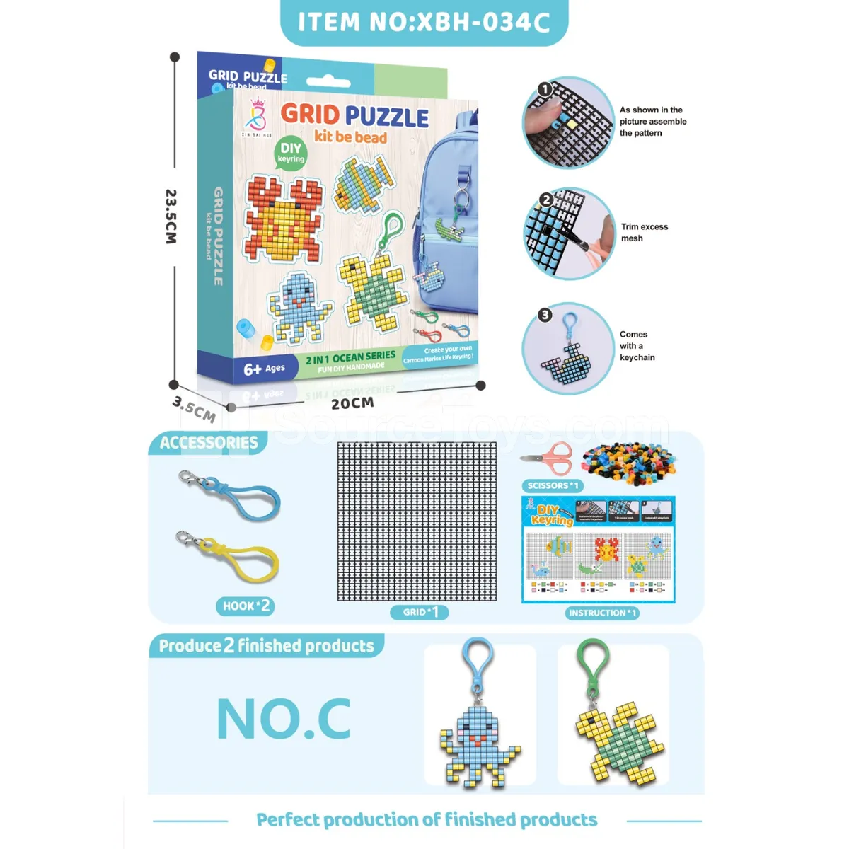 Ocean Animal Grid DIY Fuse Bead Keychain Pendant