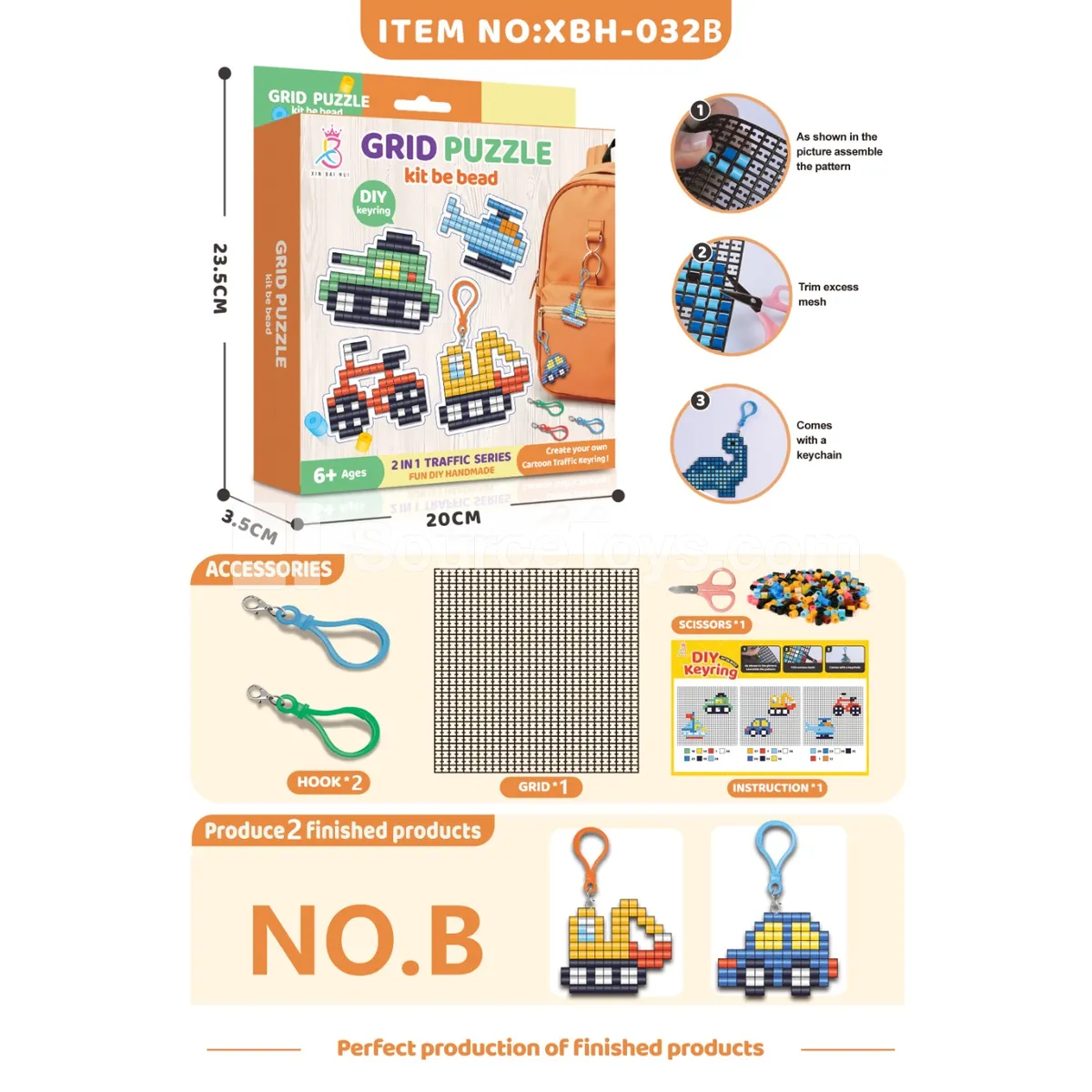 Vehicle Grid DIY Fuse Bead Keychain Charm