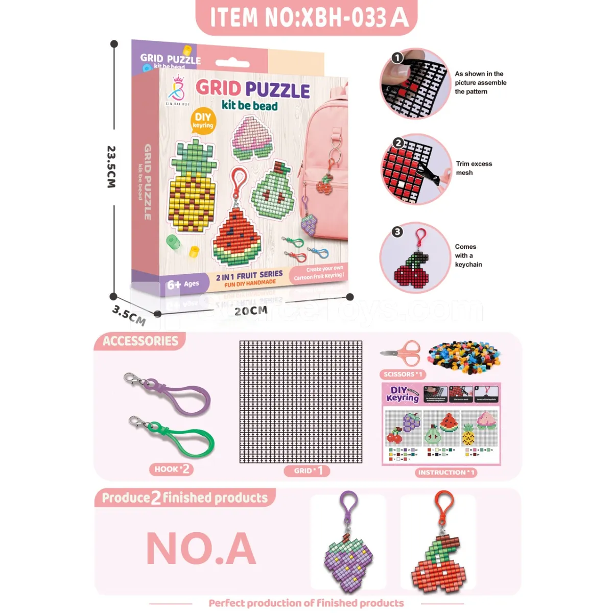 Fruit Grid DIY Fuse Bead Keychain Pendant