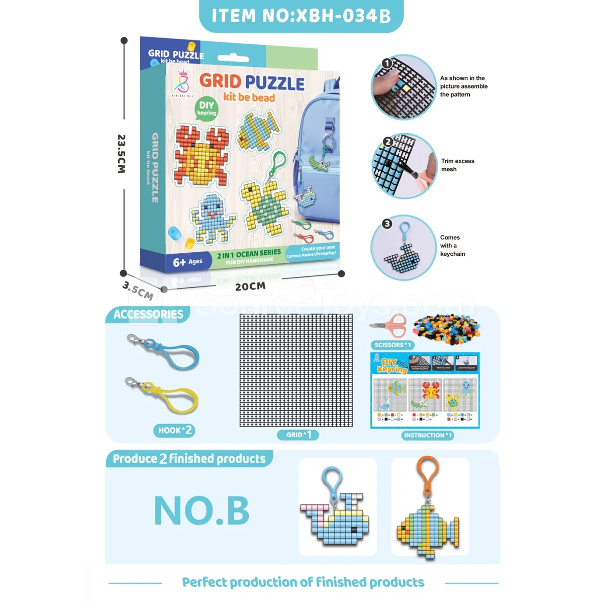 Ocean Animal Grid DIY Fuse Bead Keychain Pendant