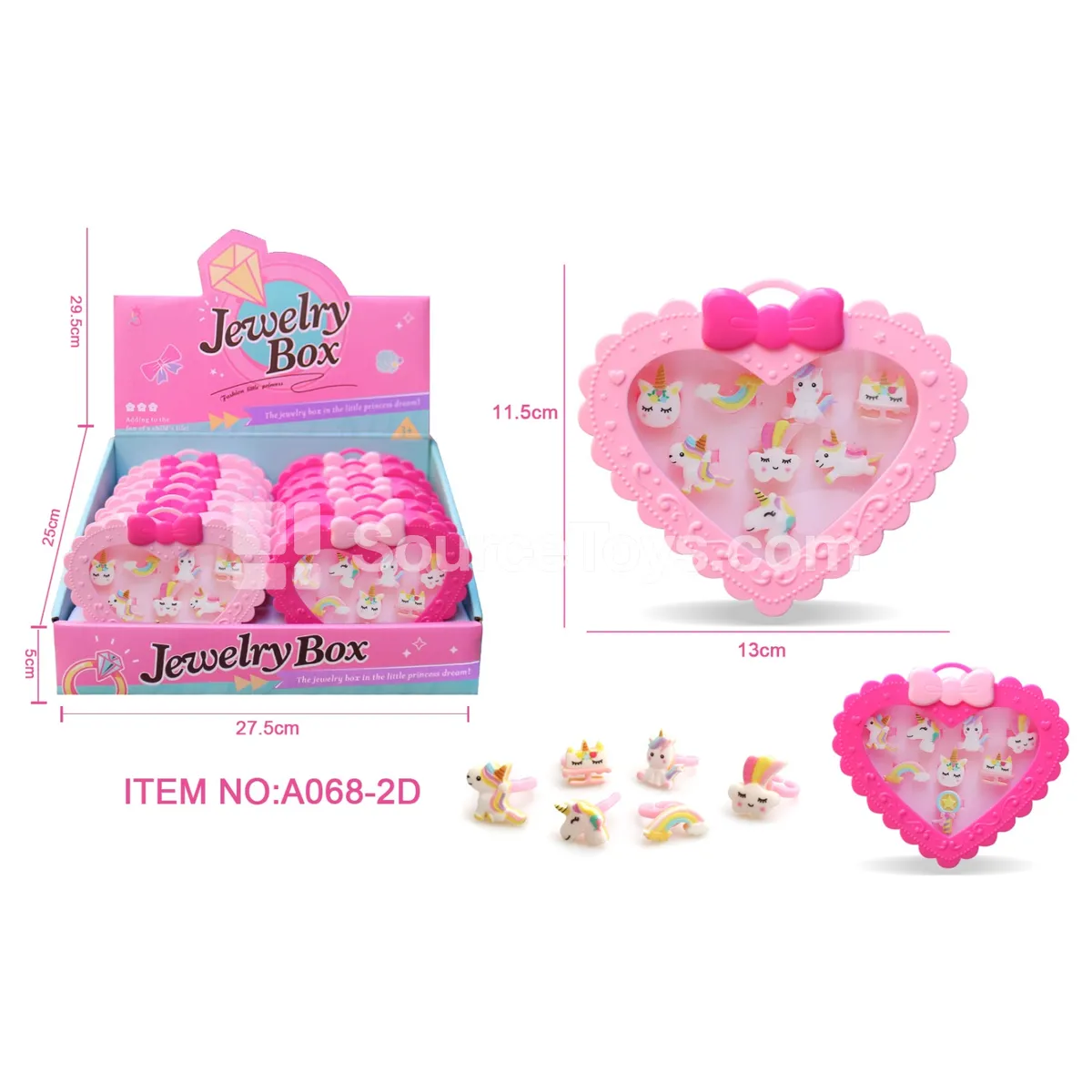 Girls’ Fashion Jewelry Unicorn Pony Rings 12pcs/Box