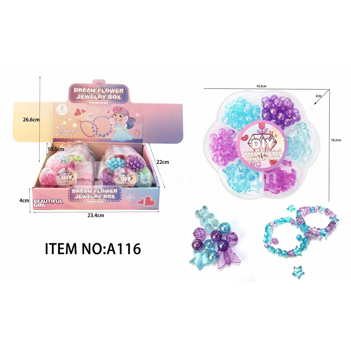 Plum Blossom DIY Bead Jewelry Making Kit, 16 pcs/box