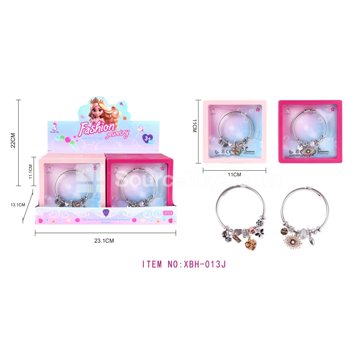 Pandora-style Bracelet DIY Magic Eye Charm Set, 12 pcs/Box