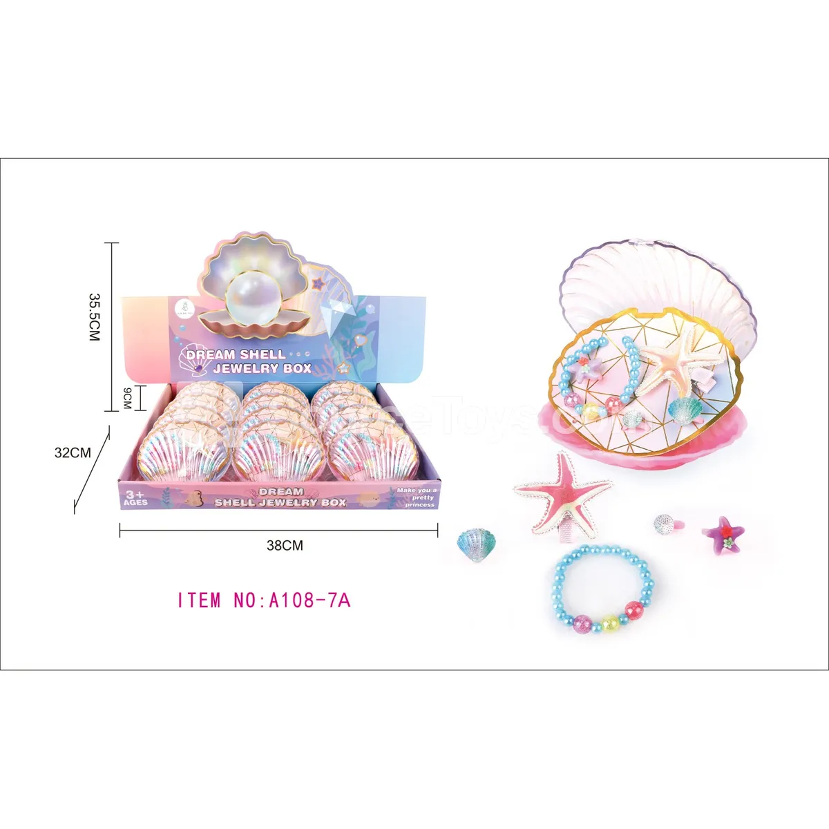 Seashell Box Ocean Jewelry Set, 12pcs/Box