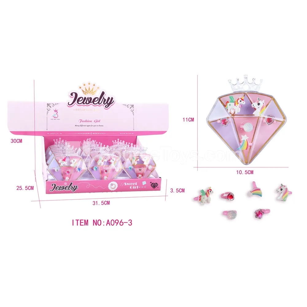 Girls’ Jewelry Set – Unicorn Rings, 12 pcs/Box
