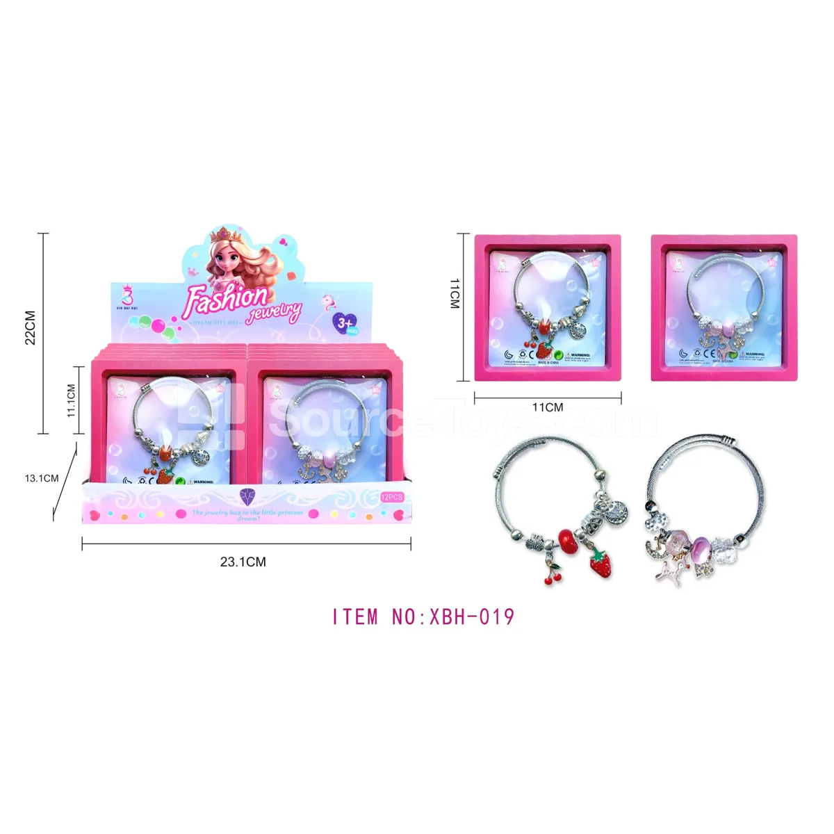 Pandora-style Charm Bracelet, 12 pcs/box