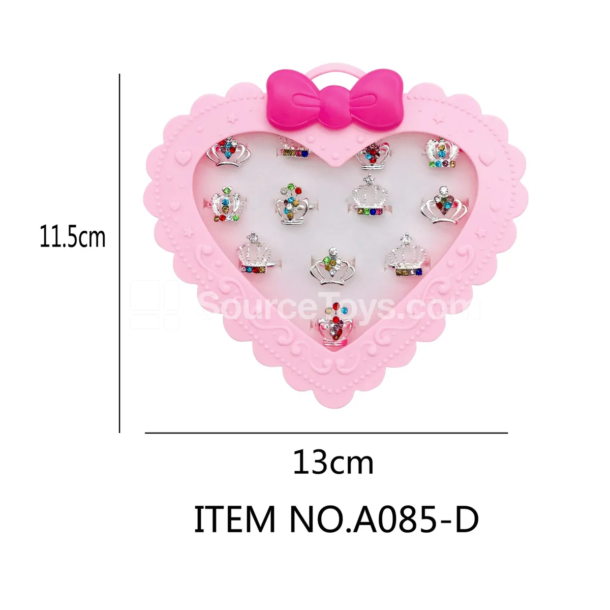 Crown Gem Alloy Ring Set, 12pcs per Box