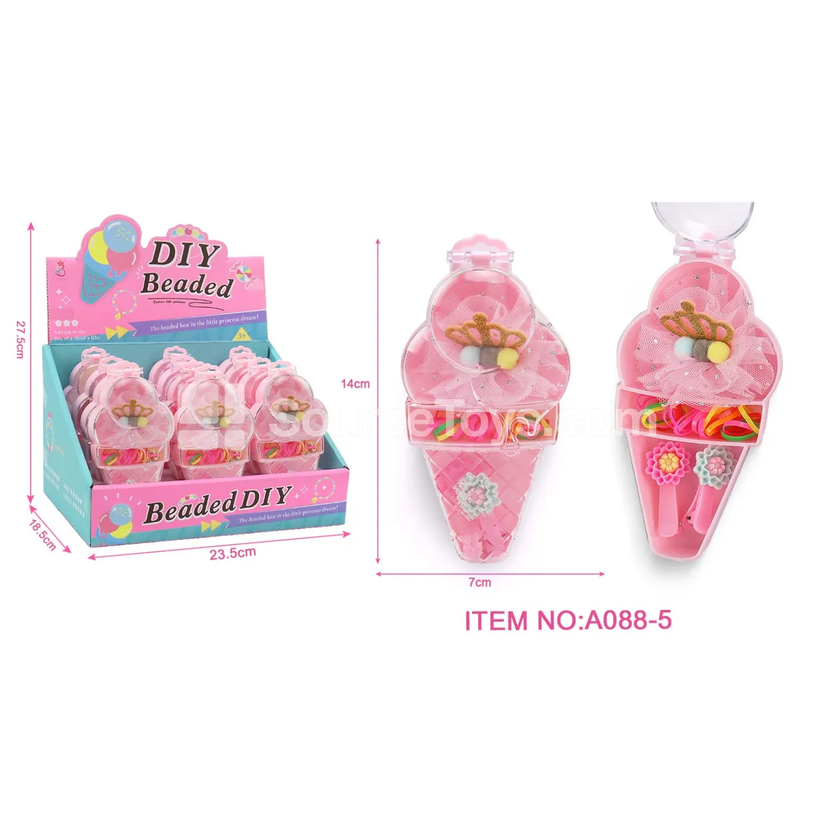 Ice Cream Crown Hair Clip Jewelry Box, 12 pcs/box