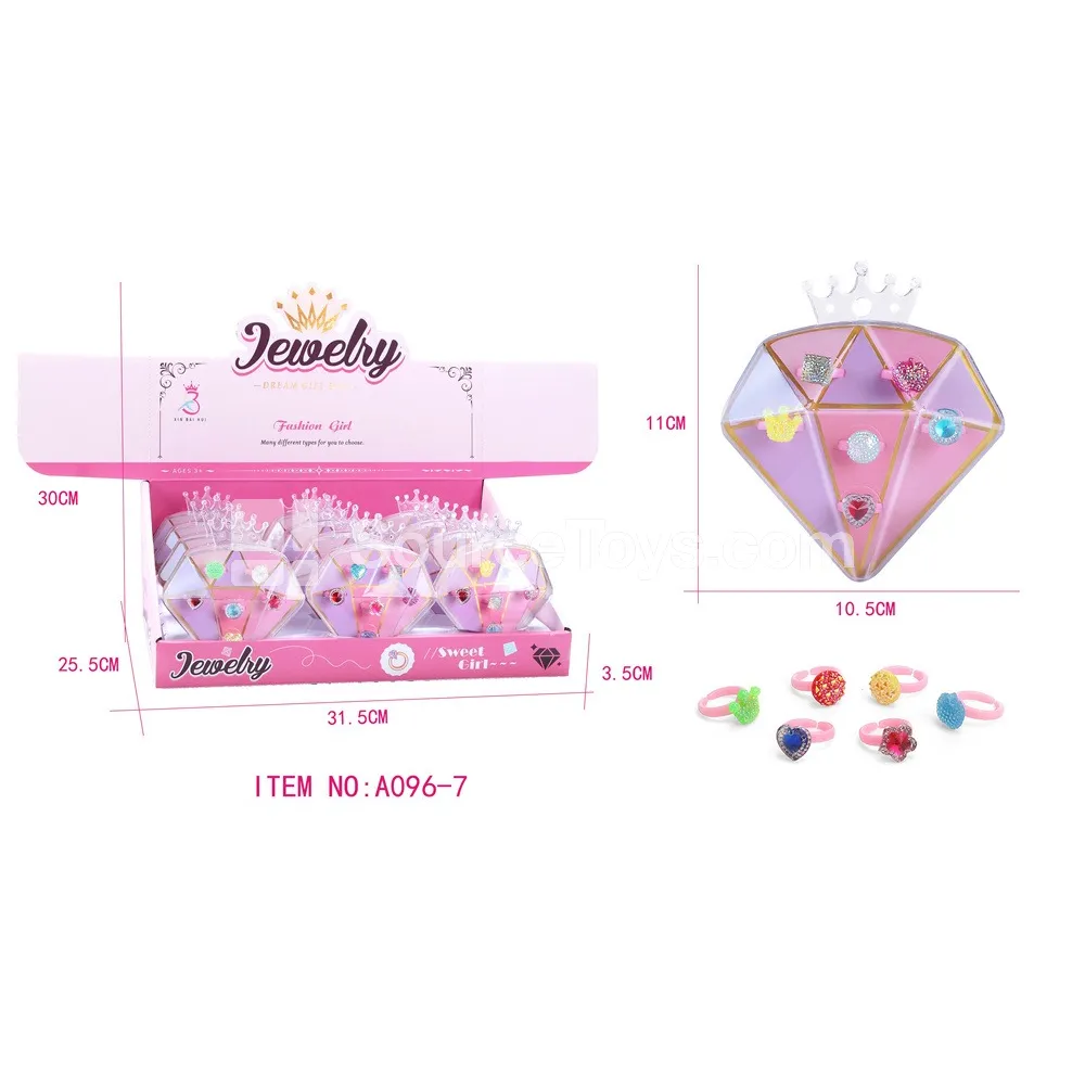Girls’ Gem Ring Jewelry Set 12pcs/Box