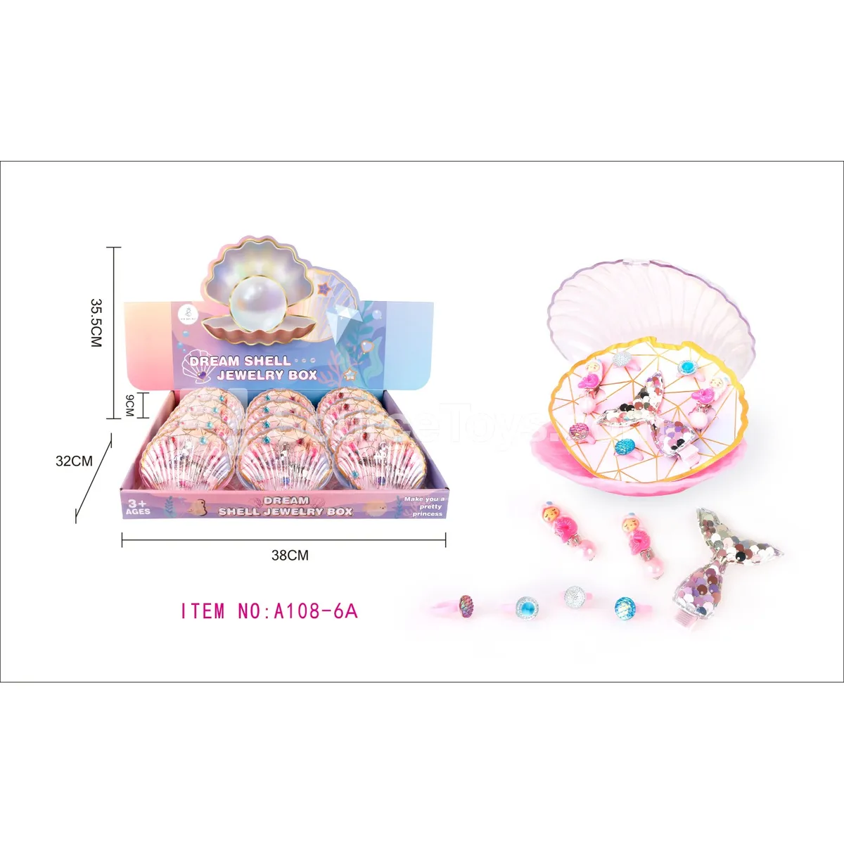 Seashell Box Ocean Jewelry Set, 12 Pcs/Box