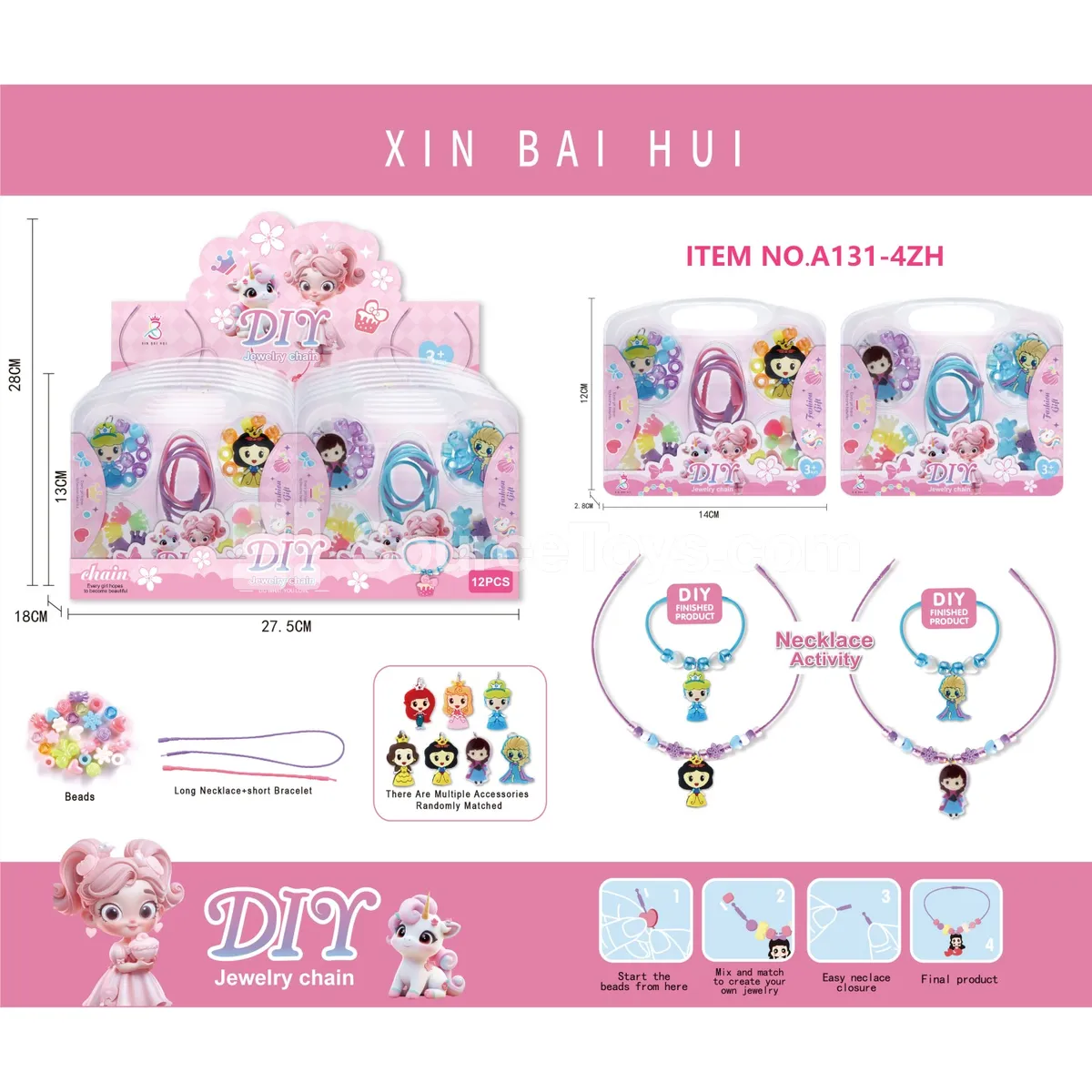 Fashion Doll DIY Beaded Necklace & Bracelet Kit, 12pcs/Box