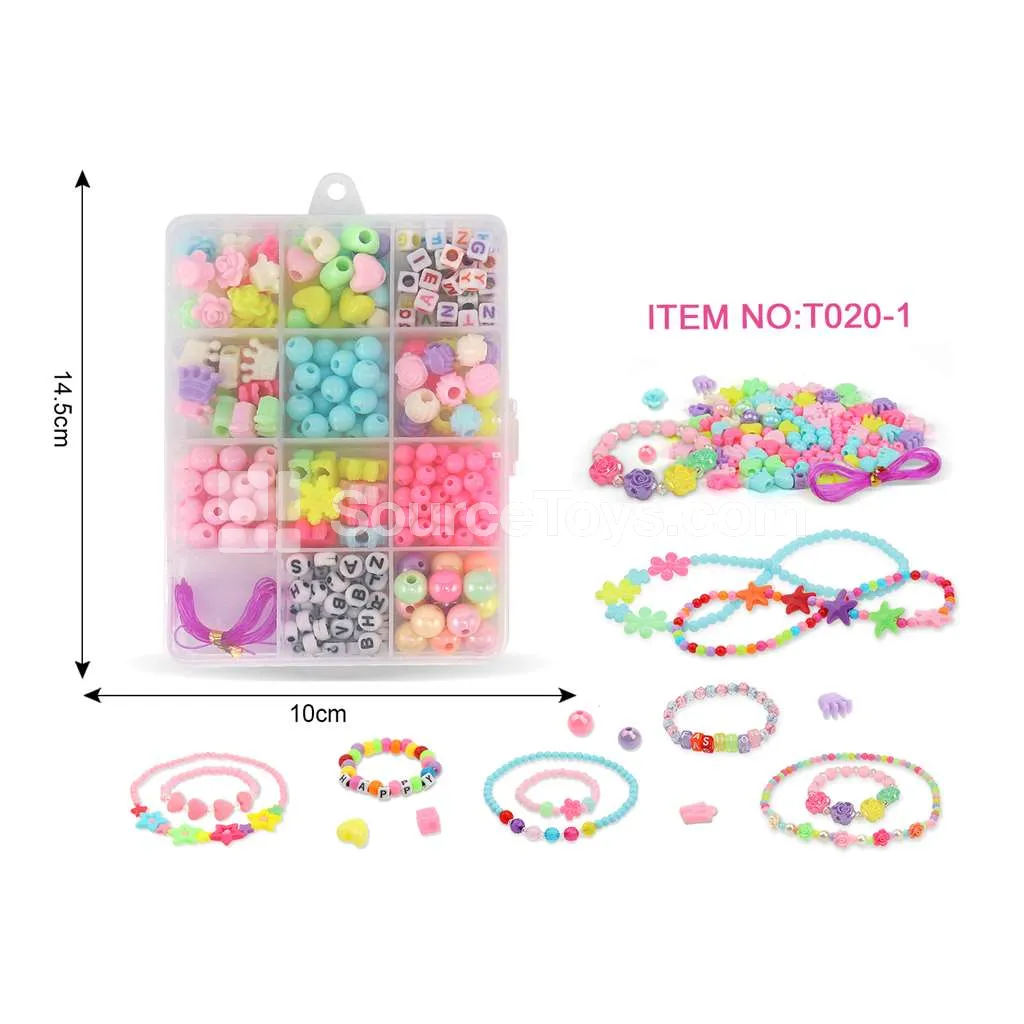 Girls’ 12-Grid DIY Bead Box for Jewelry Making, Rainbow Beads, Kids’ Craft Set
