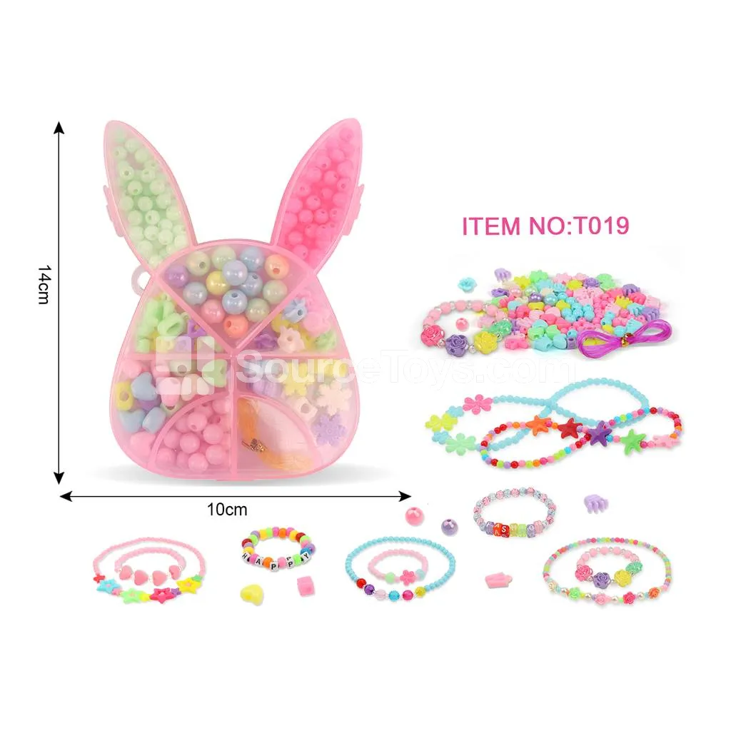 Girls’ Rabbit DIY Bead Jewelry Making Kit Rainbow Beads Craft Set