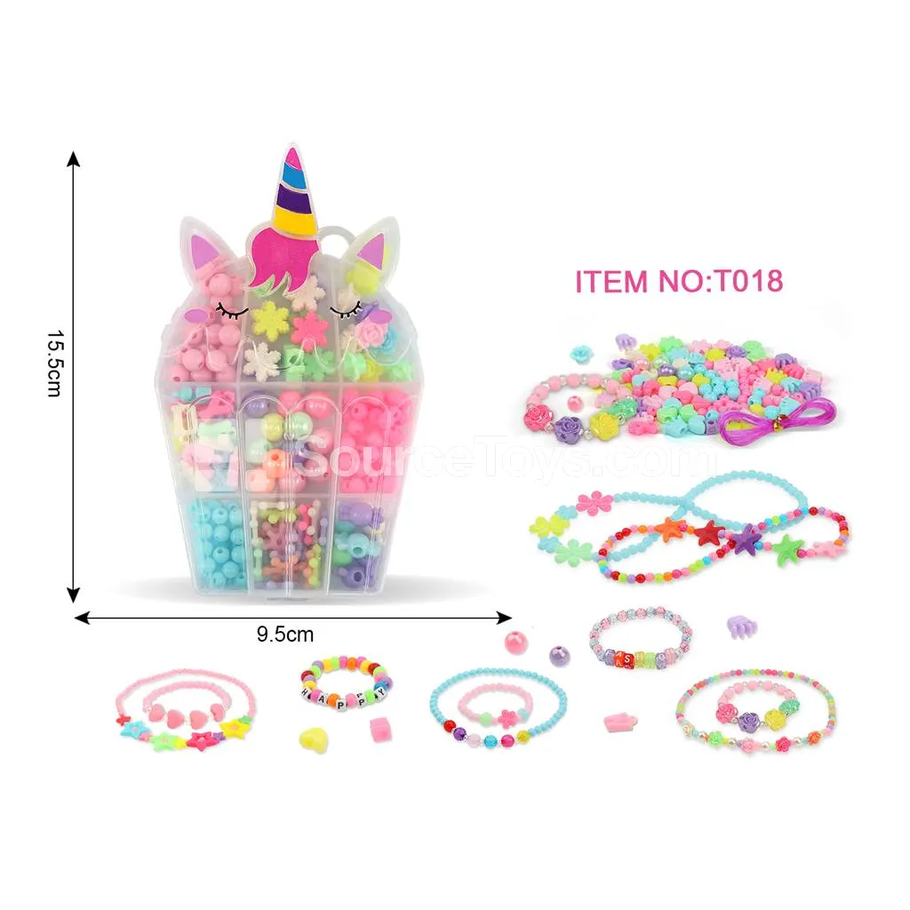 Girls’ Jewelry DIY Bead Craft Box with Unicorn Print