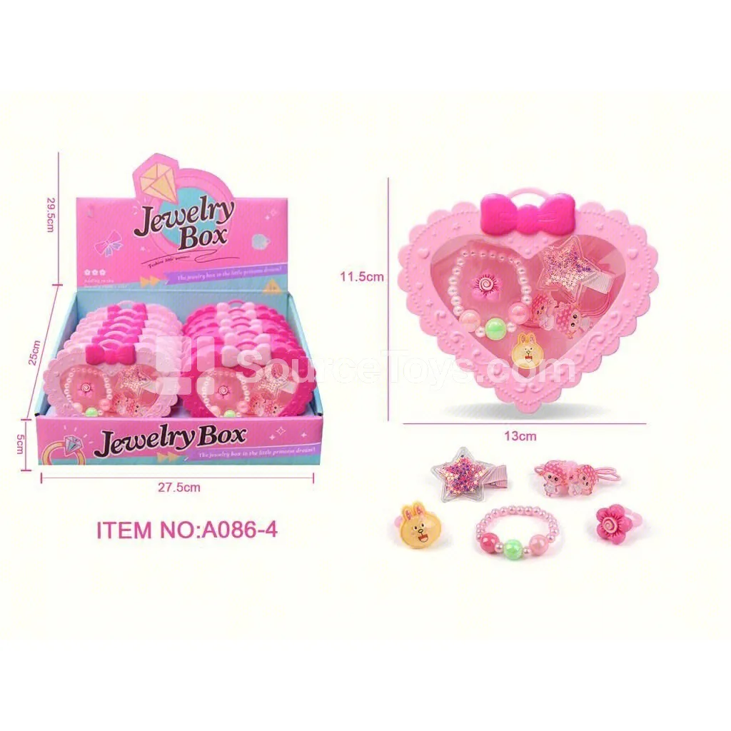 Girls’ Fashion Accessory Set – 12pcs Hair Clips, Rings & Bracelets Pretend-Play Toy