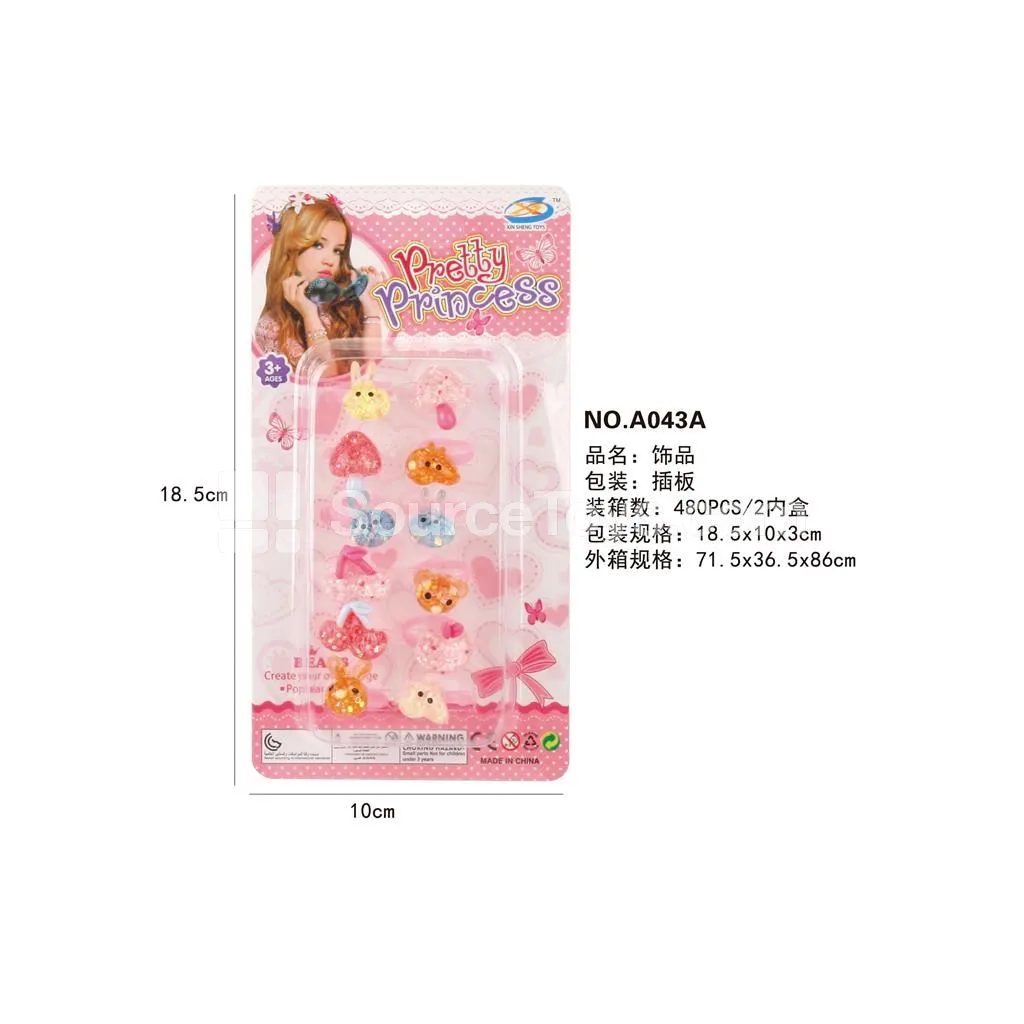 Fashion Doll Pretend-Play Jewelry Rings for Girls