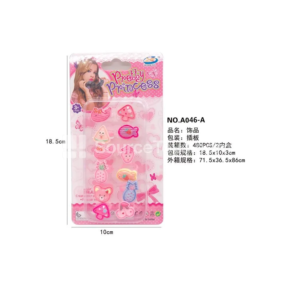 Fashion Doll Pretend-Play Jewelry Ring Set for Girls