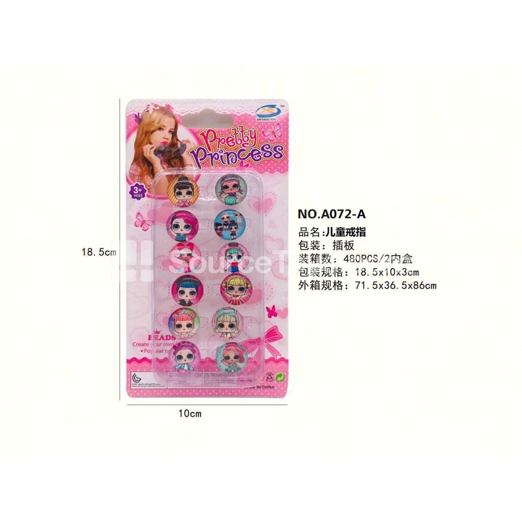 Girls Fashion Jewelry Surprise Doll Glass Ring Pretend-Play Toy