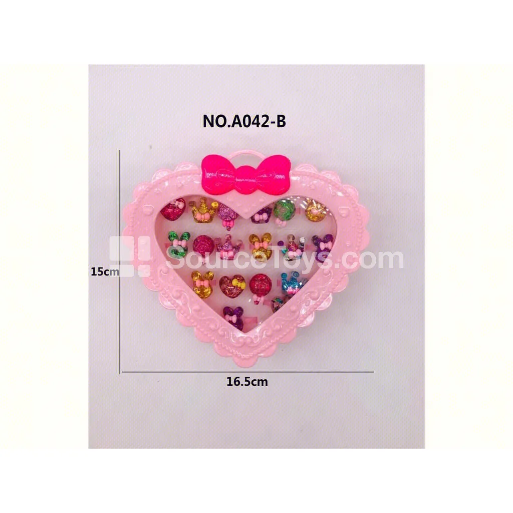 Girls’ Fashion Jewelry Cartoon Rings Pretend-Play Role-Play Set