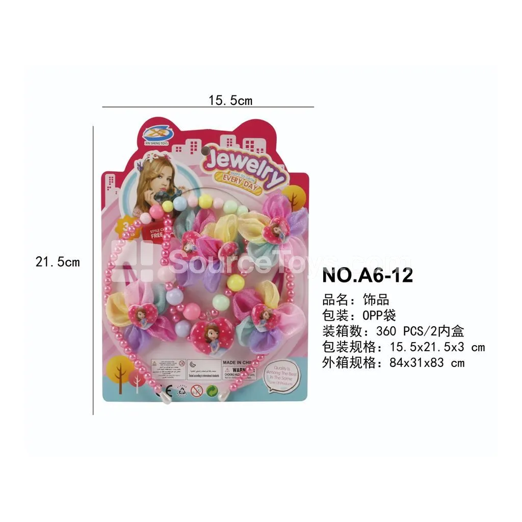 6-Piece Necklace, Bracelet & Hairband Jewelry Set