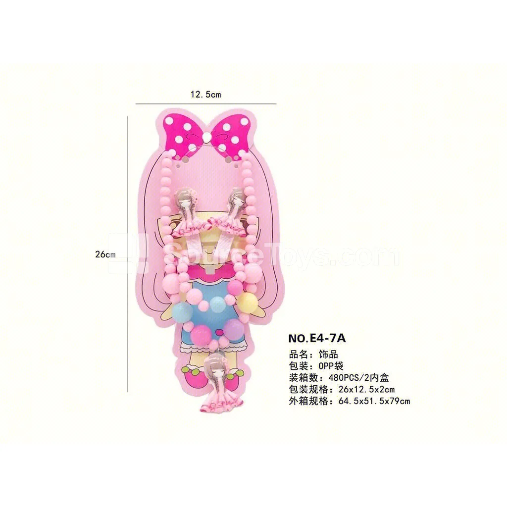 Fashion Doll Pretend-Play Hair Clip & Necklace 4-Piece Set