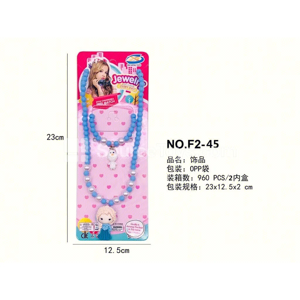 Fashion Doll Necklace 2-Piece Set Pretend-Play Toy for Role Play