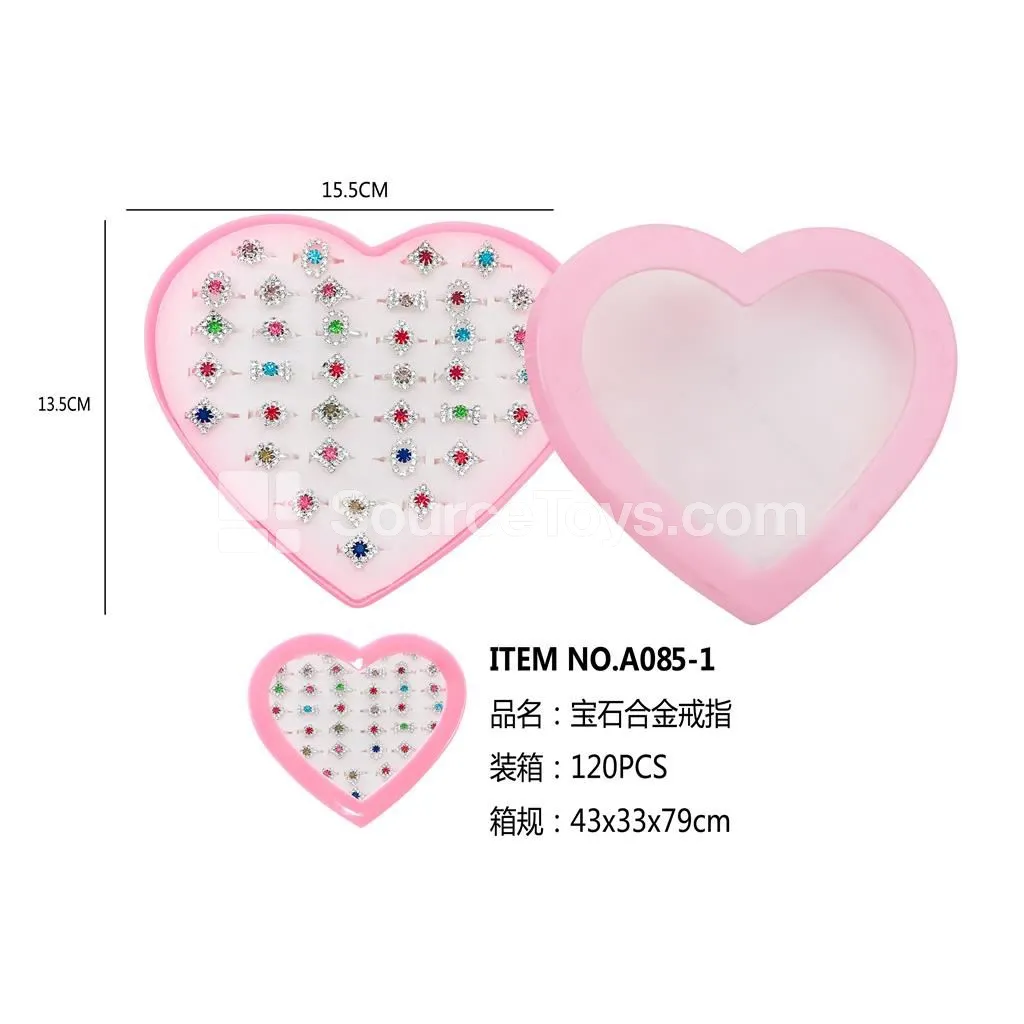 Alloy Gemstone Ring Pretend-Play Jewelry