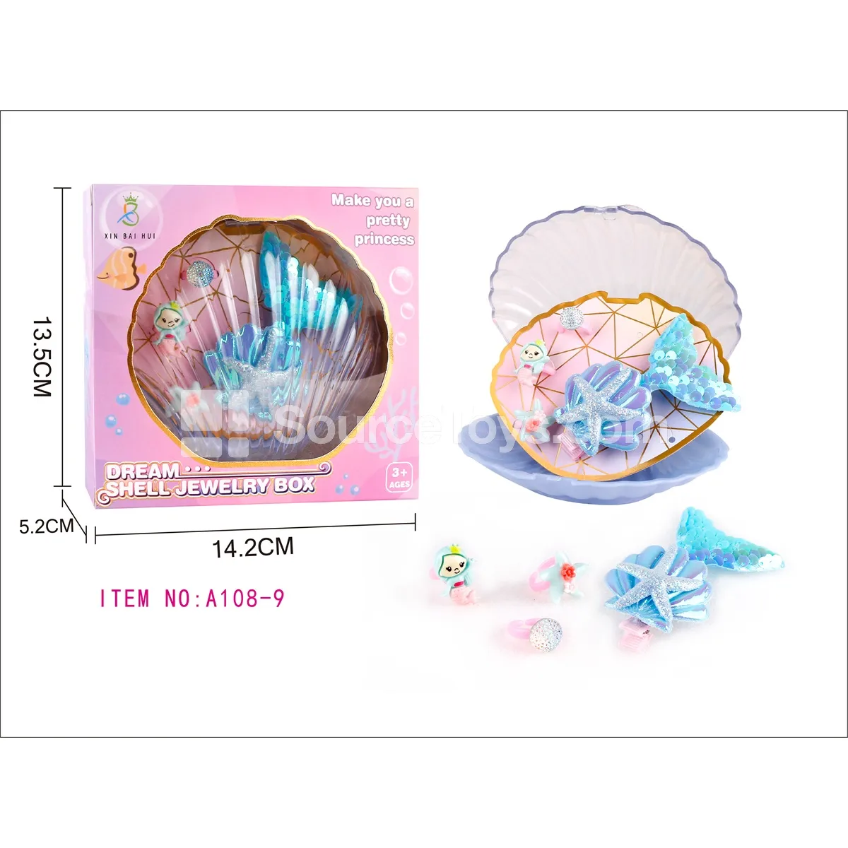 Shell Jewelry Box Mermaid Hair Clip/Ring Pretend-Play Toy Shell Jewelry Box Mermaid Hair Clip/Ring Pretend-Play Toy