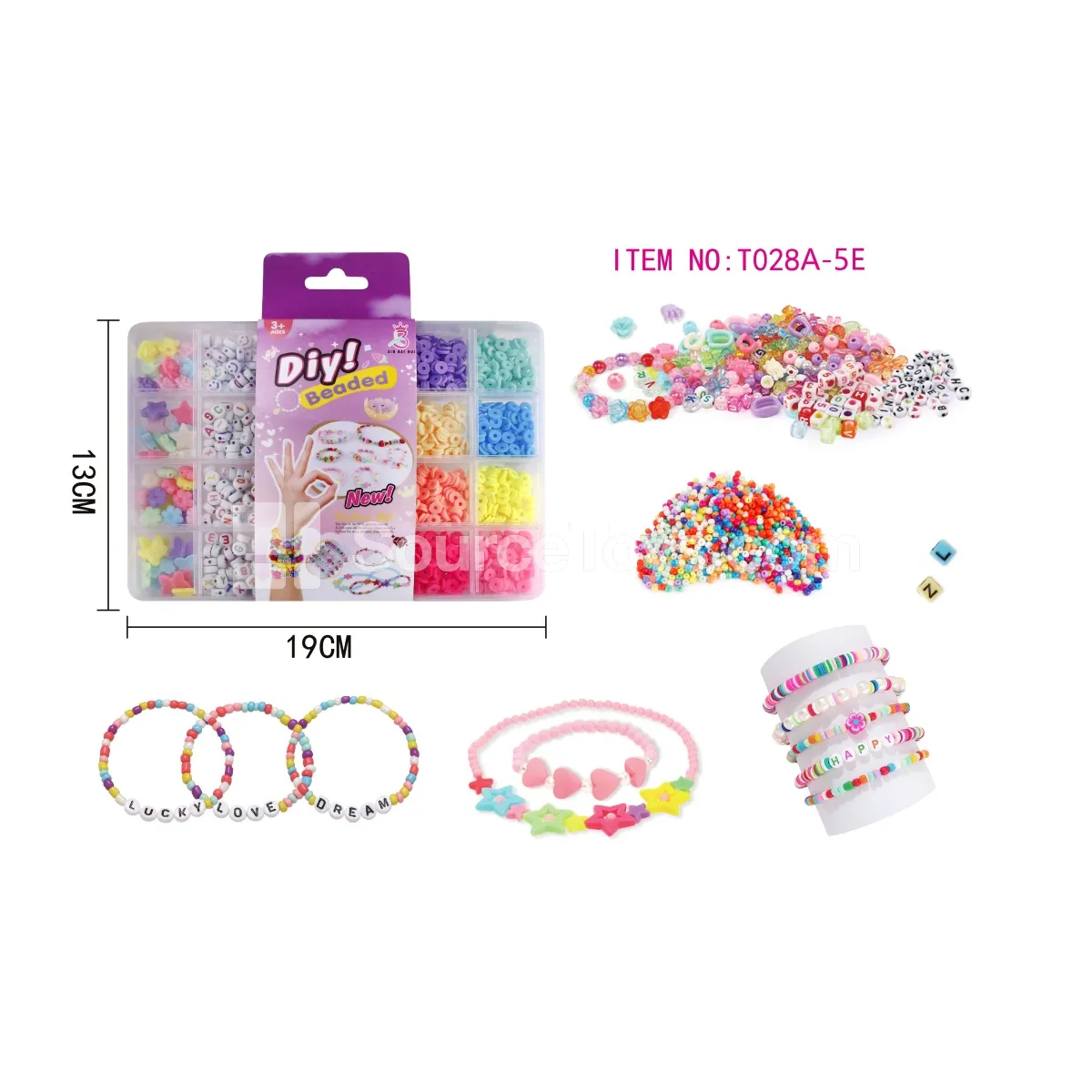 DIY Bead Kit 24-Compartment Box with Coil Scissors, Alphabet Beads & Seed Beads in Rainbow Colors DIY Bead Kit 24-Compartment Box with Coil Scissors, Alphabet Beads & Seed Beads in Rainbow Colors