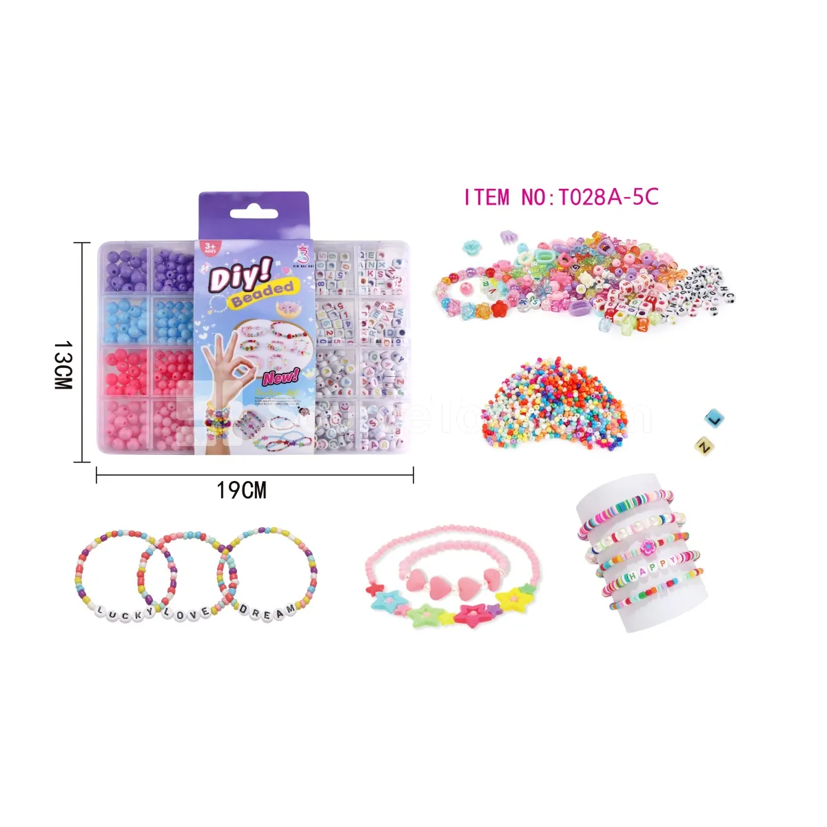 DIY Bead Kit 24-Grid Box with Coil Scissors, Letter Beads & Seed Beads, Rainbow Colors, Kids Craft DIY Bead Kit 24-Grid Box with Coil Scissors, Letter Beads & Seed Beads, Rainbow Colors, Kids Craft