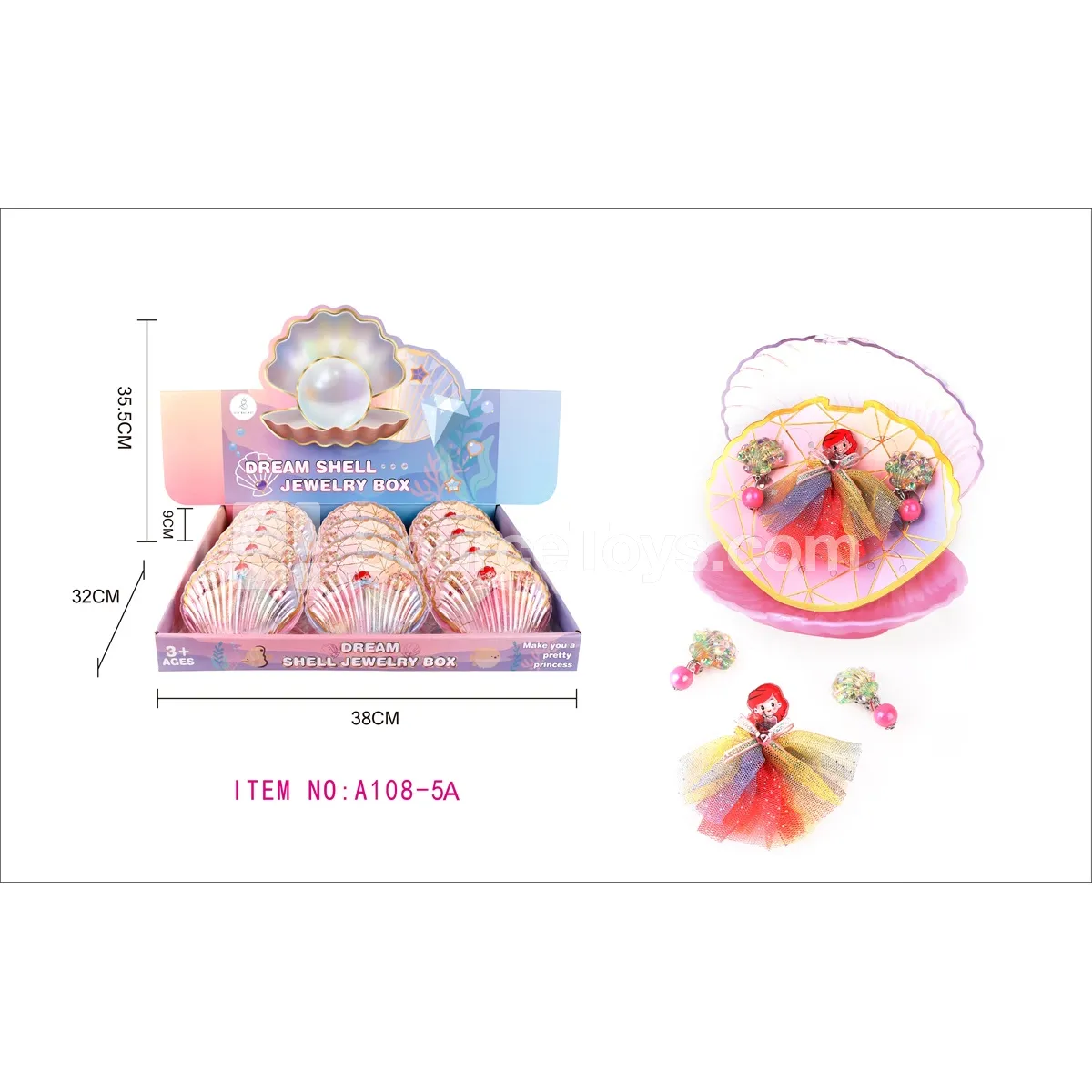 Girls’ Jewelry Set – Seashell Jewelry Box with Ocean Mermaid Rings, Princess Hair Clips/Ear Clips – Pretend-Play Toy Role Play Girls’ Jewelry Set – Seashell Jewelry Box with Ocean Mermaid Rings, Princess Hair Clips/Ear Clips – Pretend-Play Toy Role Play