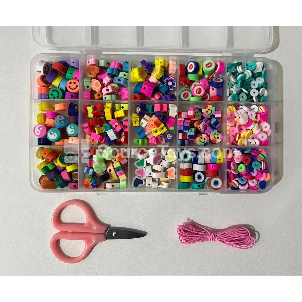 15-Compartment DIY Bead Kit with Soft Clay, Seed Beads & Letter Beads – Rainbow Beads for Kids Craft 15-Compartment DIY Bead Kit with Soft Clay, Seed Beads & Letter Beads – Rainbow Beads for Kids Craft