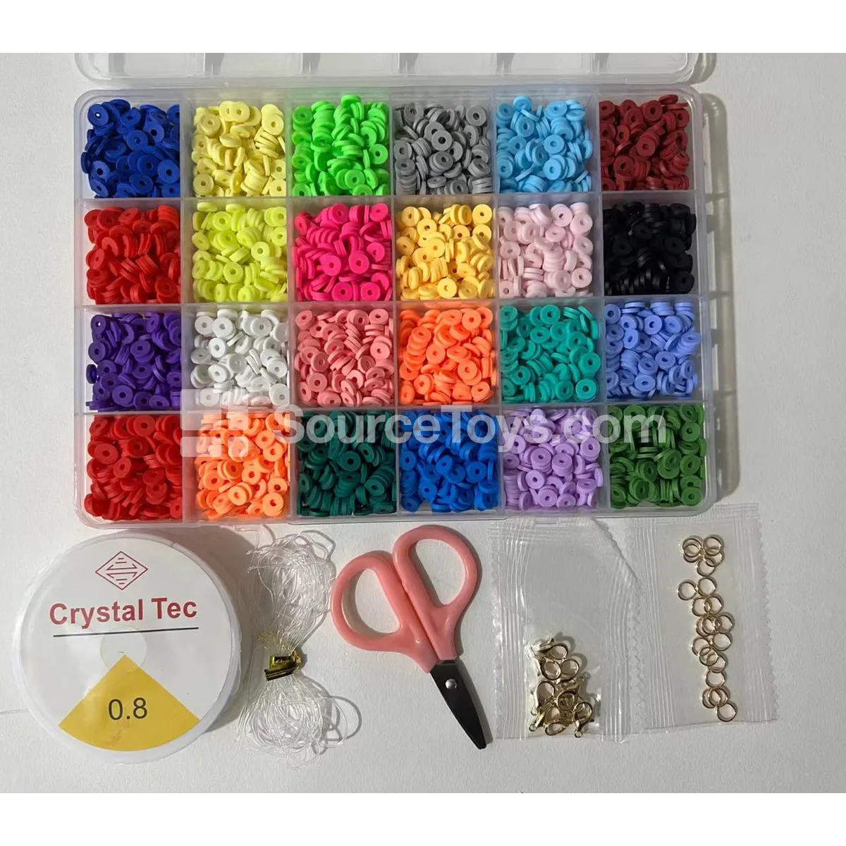 24-Compartment DIY Bead Set with Soft Clay, Seed Beads & Alphabet Beads – Rainbow Colors Kids Craft Kit 24-Compartment DIY Bead Set with Soft Clay, Seed Beads & Alphabet Beads – Rainbow Colors Kids Craft Kit