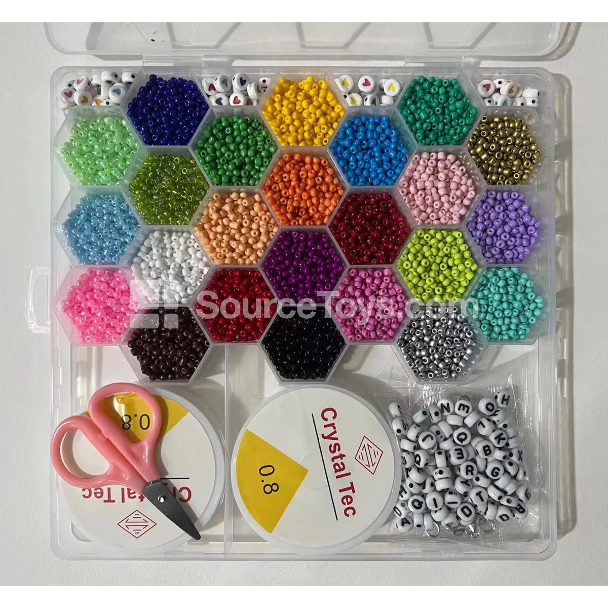 24-Grid DIY Bead Kit with Polymer Clay, Seed Beads & Letter Beads, Rainbow Colors, Kids Craft Set 24-Grid DIY Bead Kit with Polymer Clay, Seed Beads & Letter Beads, Rainbow Colors, Kids Craft Set