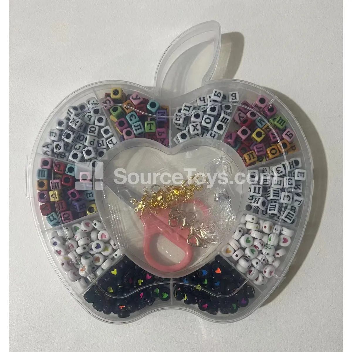 Apple-Shaped Box DIY Beading Set with Alphabet Beads Rainbow Beads Craft Toy for Kids Apple-Shaped Box DIY Beading Set with Alphabet Beads Rainbow Beads Craft Toy for Kids