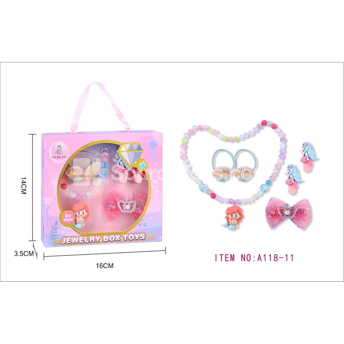 Girls’ Jewelry Gift Box Set with Necklace, Bracelet, Ring, Ear Clips, and Hair Clips Girls’ Jewelry Gift Box Set with Necklace, Bracelet, Ring, Ear Clips, and Hair Clips
