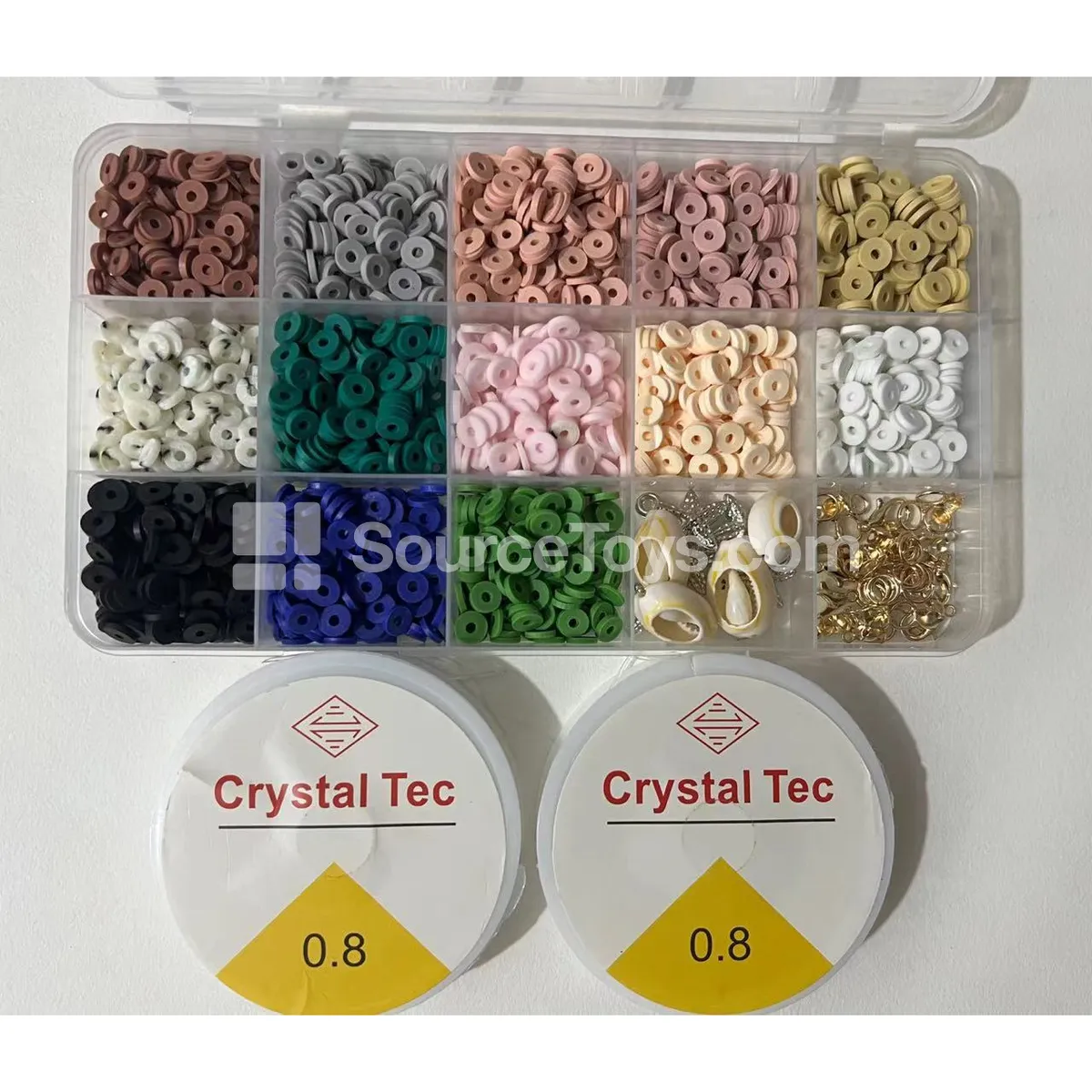 15-Compartment DIY Bead Kit with Soft Clay, Mini Beads & Letter Beads, Rainbow Colors, Kids Craft Set 15-Compartment DIY Bead Kit with Soft Clay, Mini Beads & Letter Beads, Rainbow Colors, Kids Craft Set