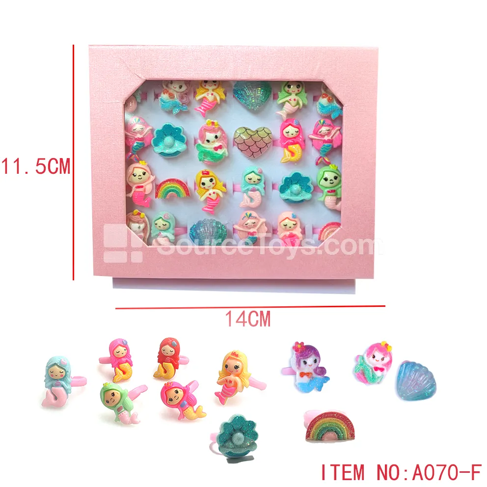 Girls’ Fashion Ring Set – Mermaid Style Pretend-Play Toy