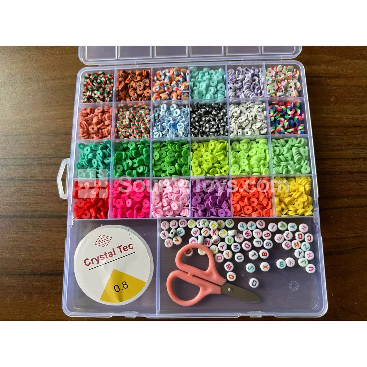 Girls’ Jewelry DIY Bead Kit in 24-Grid Box – Soft Clay, Seed Beads, Letter Beads – Rainbow Colors Girls’ Jewelry DIY Bead Kit in 24-Grid Box – Soft Clay, Seed Beads, Letter Beads – Rainbow Colors