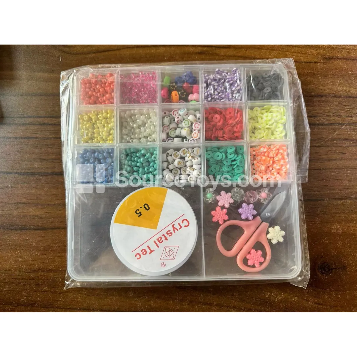 Girls’ Jewelry DIY Bead Craft Kit – 17-Compartment Box with Polymer Clay Beads, Seed Beads & Letter Beads, Rainbow Colors Girls’ Jewelry DIY Bead Craft Kit – 17-Compartment Box with Polymer Clay Beads, Seed Beads & Letter Beads, Rainbow Colors