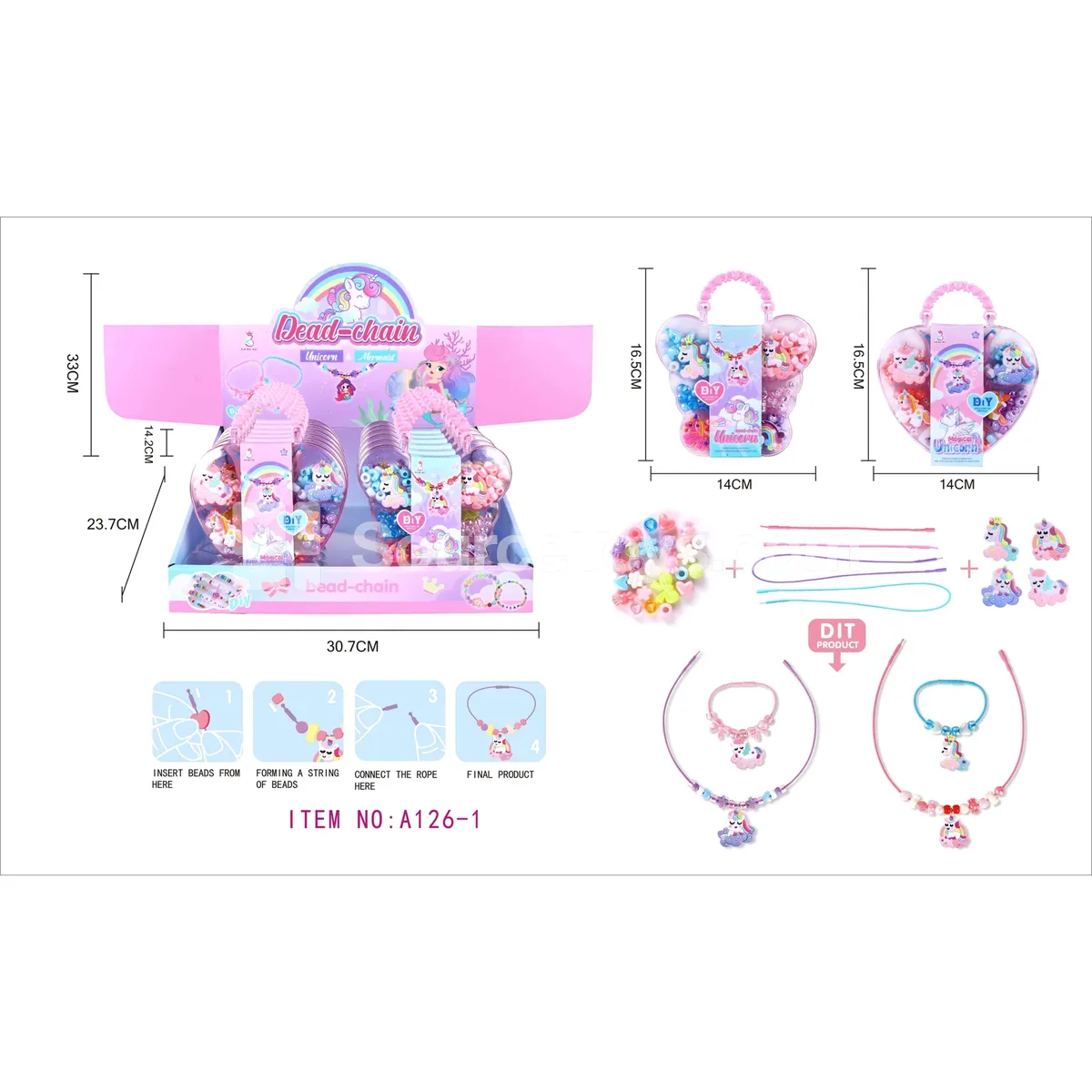 DIY Unicorn Necklace & Bracelet Craft Set Gift Box of 12 DIY Unicorn Necklace & Bracelet Craft Set Gift Box of 12