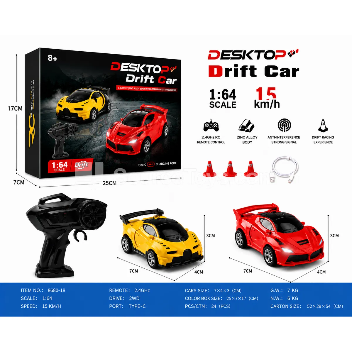 1:64 Scale Alloy Mini Remote Control Car