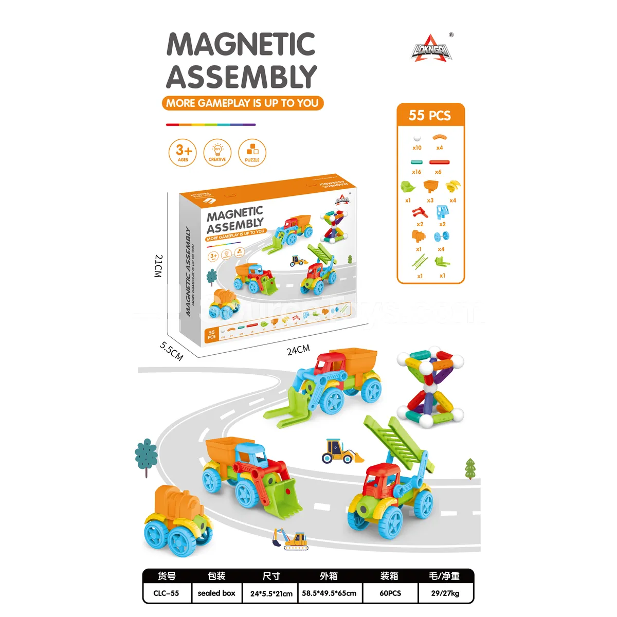 Assembly Educational Magnetic Car 55PCS