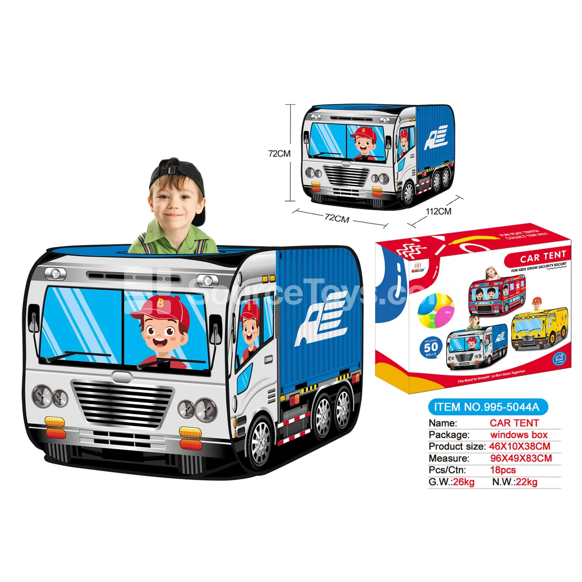 Vehicle Play Tent with 50 Ocean Balls
