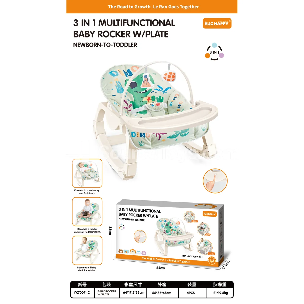Multi-Function Baby Soothing Chair with Tray (Requires 1 x 1.5V “D” Battery)