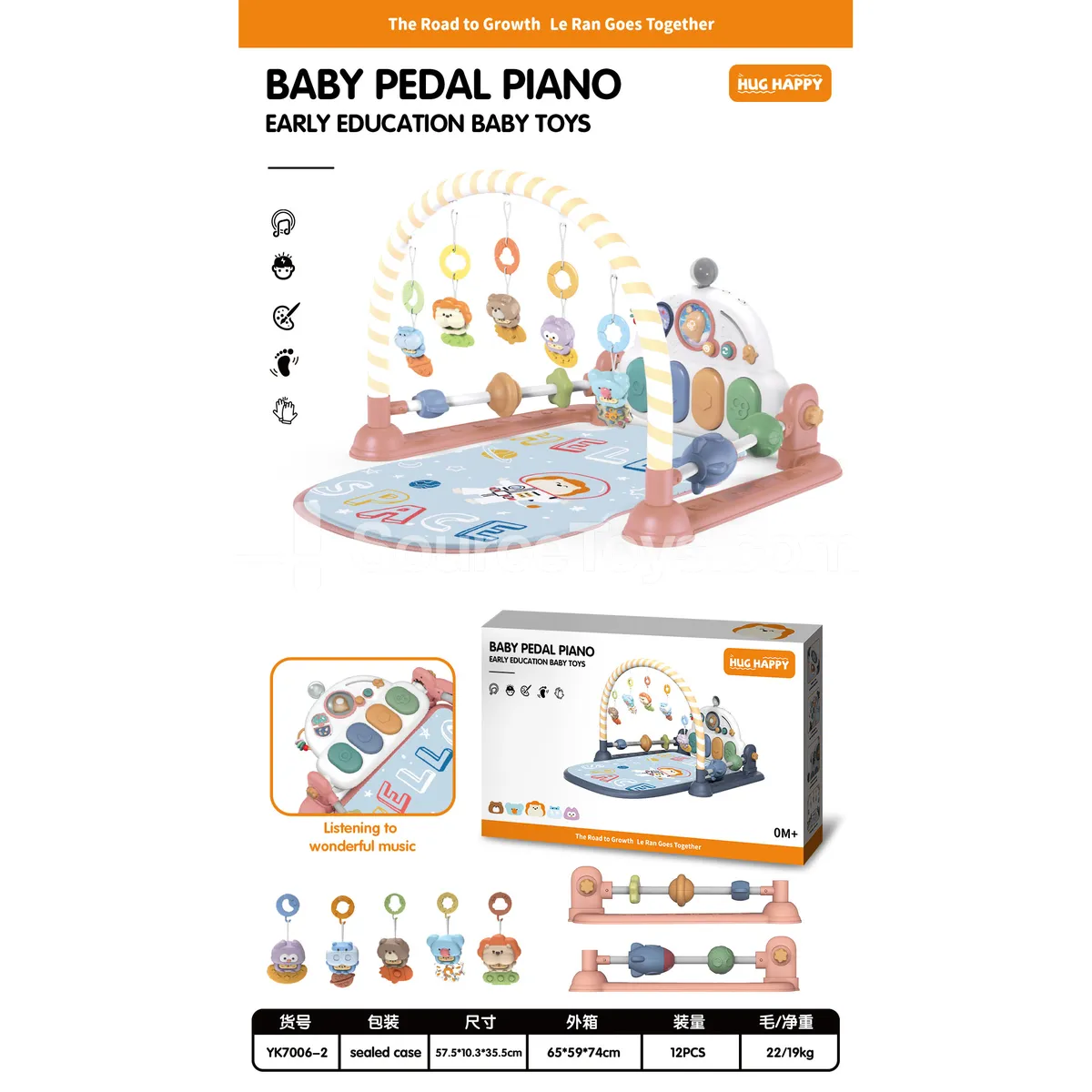 Multifunctional Baby Gym with Foot Piano, 3 x 1.5V AA Battery, No Bag