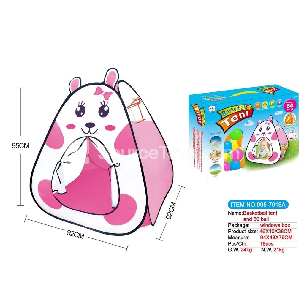 Cartoon Rabbit Basketball Play Tent with 50 Ocean Balls